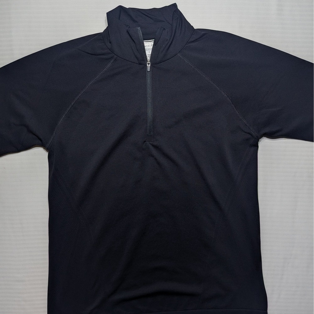 Athleta Momentum Half Zip Pullover Black Seamless Running Top Womens Medium